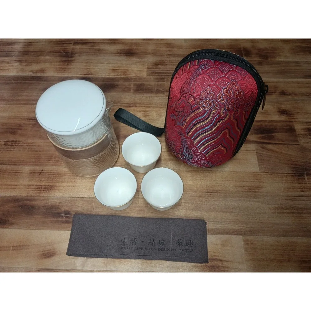 Portable Tea Set Ceramic Teapot Set Storage‎ bag With Cloth